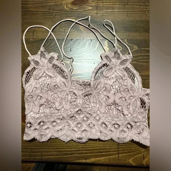 Free People Adella Lace Bralette Dusty Rose Size Small EUC - Picture 3 of 4